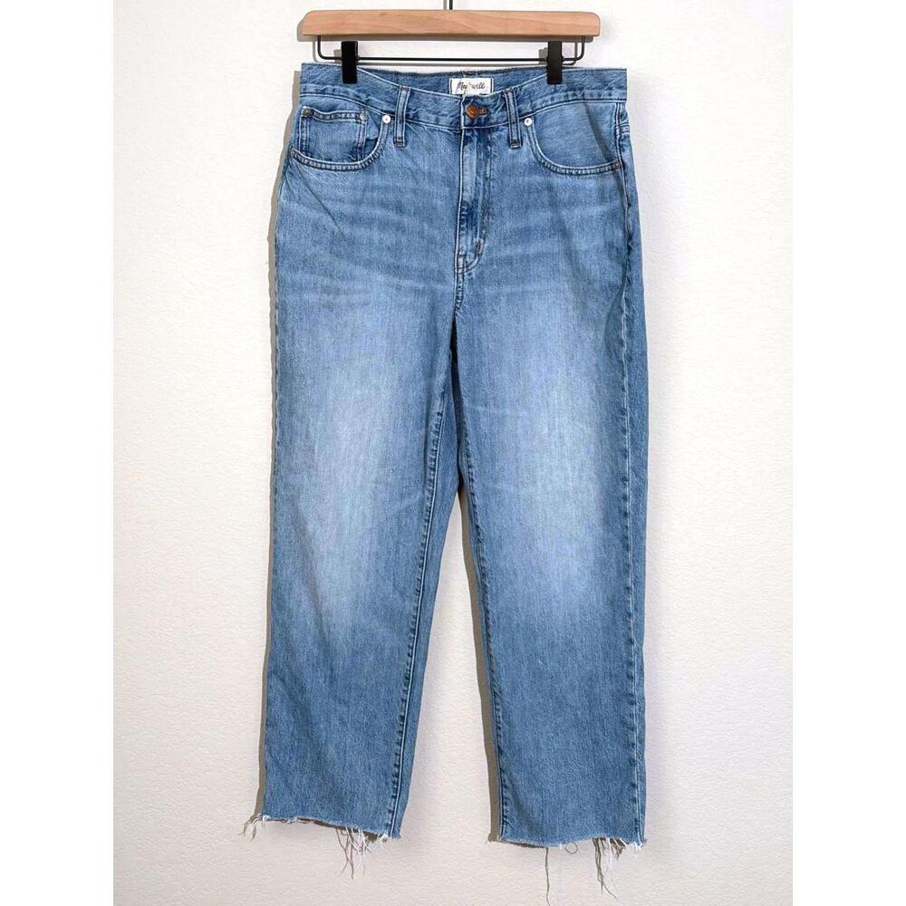 Madewell Women's 28 The Slouchy Boy Jean Baggy 90s Straight Raw Hem Light Wash